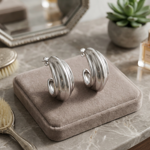 Trendy <b>Huggie</b> Earrings Zinc Alloy Design Gold/Rodium Polish 17g Unisex - Product Image 2