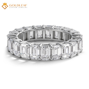 Anillo de Compromiso de Lujo Unisex Chapado en Oro de 18k, 14k, 10k con Diamante Cultivado en Laboratorio IGI de 5-10CT Personalizado por Goldleafgem, Esmeralda VVS VS DEF - Product Image 1