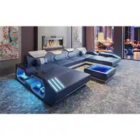 Hot Sell blaue Farbe LED-Sofas Set Echt leder Liege sofa
