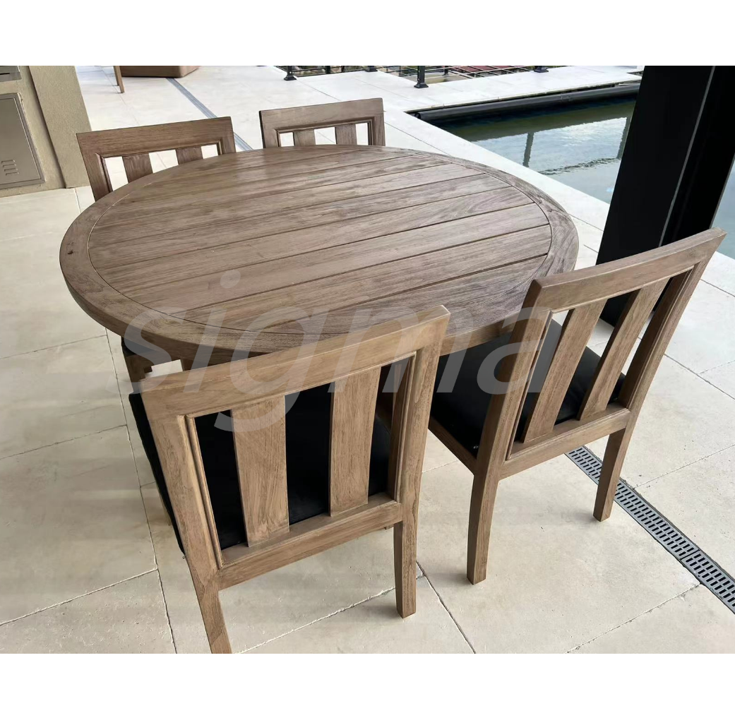 Custom factory garden set handcrafted multiple seats teak solid wooden outdoor dining set