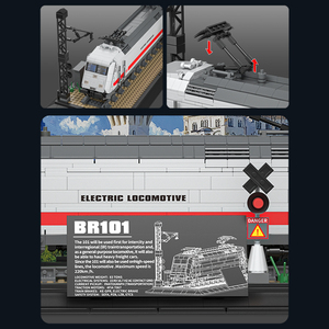 Reobrix 66802 BR101 Ensemble de locomotives électriques blanc et rouge, train <span class=keywords><strong>à</strong></span> grande vitesse avec <span class=keywords><strong>pantographe</strong></span> et décor de château, modèle de collection pour adultes - Product Image 6