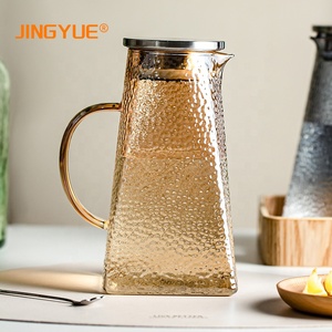 Jingyue 1,5 литров современный большой боросиликатный цветной чай молоко пиво Вода Стеклянная банка кувшин с питьевой чашкой - Product Image 4