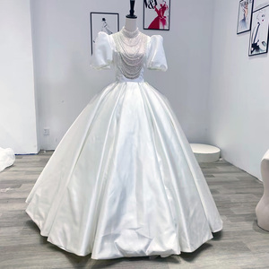 Vestidos de Novia de Gala con Pedrería, Estilo Retro, Elegantes, con Mangas Cortas Abullonadas, Vestidos de Novia de Princesa WM48 - Product Image 2