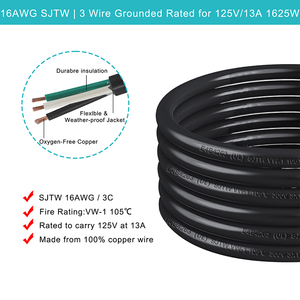 6FT เกจ์วัด18 Nema 5-15 3ง่ามสายเปลี่ยนสำหรับงานหนักสายไฟ110V 125V 120V pigtail สำหรับอุปกรณ์ AC สากล - Product Image 4