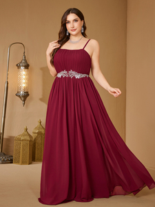 Conjunto de Dos Piezas de Vestido de Noche Elegante para Mujer, Color Borgoña, Manga Larga Tipo <span class=keywords><strong>Capa</strong></span>, con Lentejuelas y Parches, Ajustado, de Gasa - Product Image 2