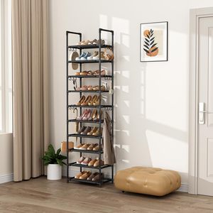 Scarpiera alta 10 livelli contiene 30 paia di scarpe verticali robuste con ganci impilabili scarpiera stretta - Product Image 2