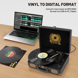 Tourne-disque vinyle 3 vitesses à <span class=keywords><strong>prix</strong></span> <span class=keywords><strong>d</strong></span>'usine, lecteur de disques à entraînement par courroie Bluetooth, phonographe LP sans fil <span class=keywords><strong>d</strong></span>'entrée de gamme pour les boutiques en ligne - Product Image 4