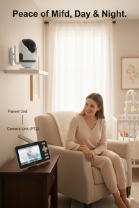 Babyphone vidéo intelligent WiFi Tuya KT-437W, écran IPS 4 pouces, caméra PTZ HD 1080P, suivi automatique, vision nocturne, audio bidirectionnel, reconnaissance faciale - Product Image 5