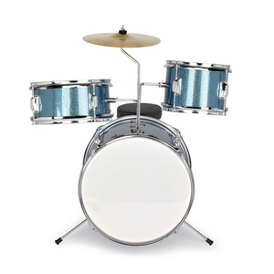 Batería Infantil Azul Cielo de 3 Piezas con Pedal, Taburete y Baquetas, Instrumento de Percusión con Parches de PVC de 14 x 10 - Product Image 1
