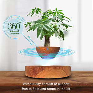 Pot à bonsaï en plastique à lévitation magnétique Art Déco HCNT, rotation à 360°, pot à plantes flottant, écologique, décoration de la maison pour Diwali - Product Image 3