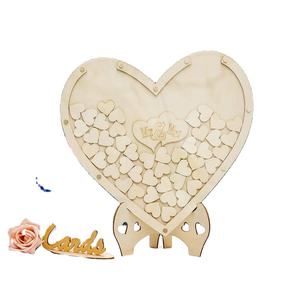 Elegante legno inciso che desidera <span class=keywords><strong>il</strong></span> <span class=keywords><strong>libro</strong></span> degli ospiti dell'albero 100 cuori vuoti per matrimoni Baby shower scatole artigianali cartelli da parete - Product Image 4