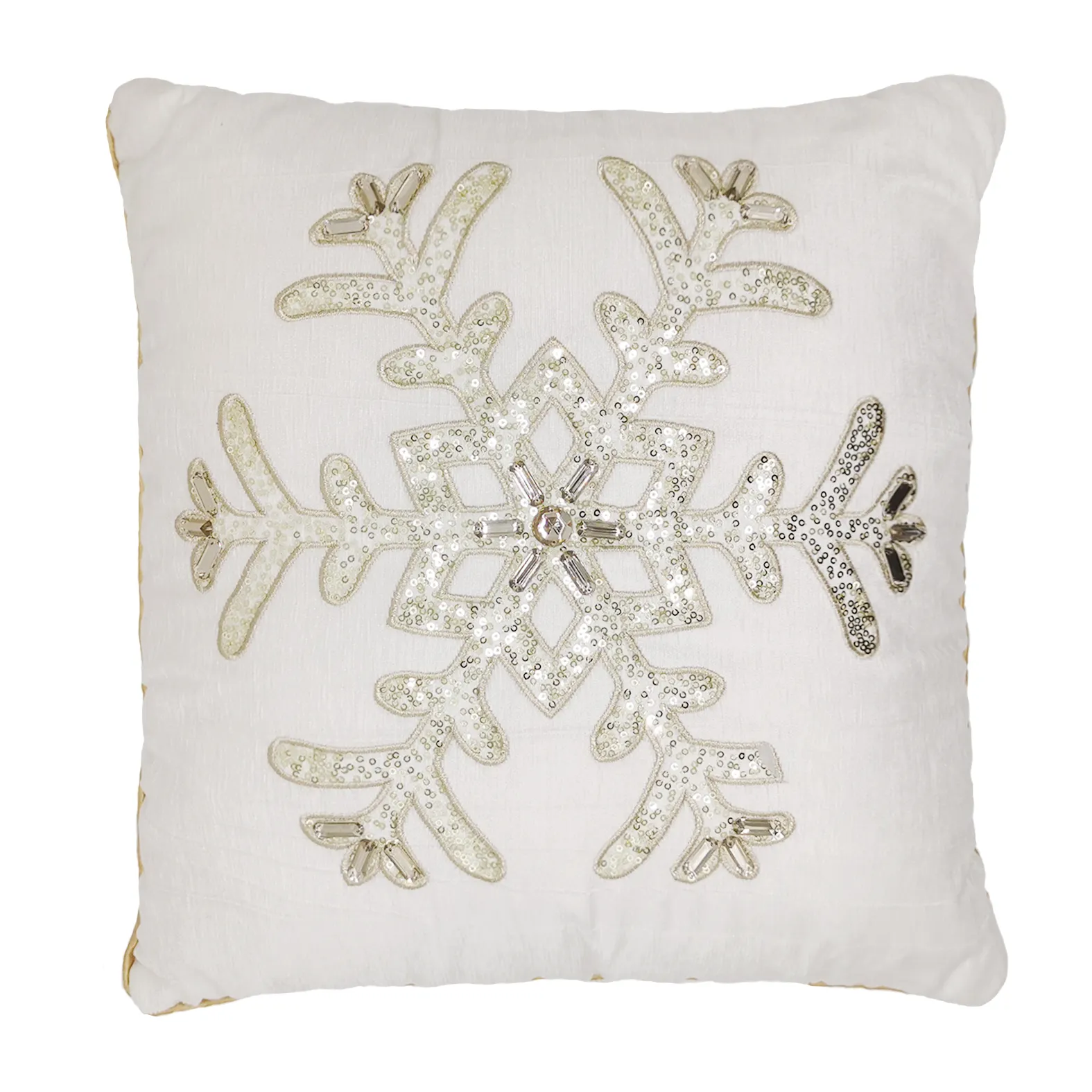 Decorative LED sequin handwork rhinestone snowflake silver designs throw cushion cover embroidery pillow case Christmas
