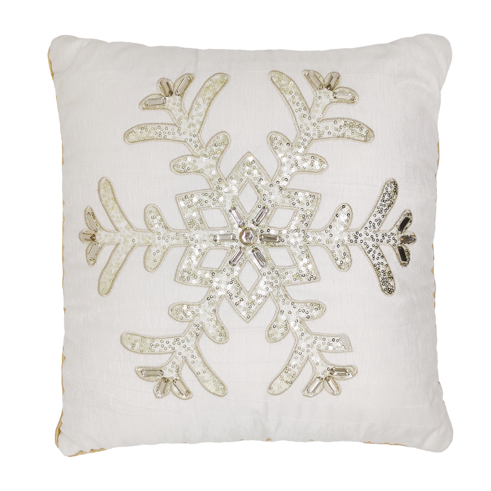 Decorative LED sequin handwork rhinestone snowflake silver designs throw cushion cover embroidery pillow case Christmas