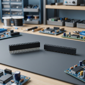 Female SMT Vertical Header DIP Mounting 1.27mm Pitch 2 Rows 4.3H PA6T Housing Phosphor Bronze Tin/Gold Contact Finish UL94V-0 - Product Image 2