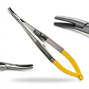 Porte-aiguille Micro Castroviejo TC courbé 140 mm en carbure de tungstène, instrument chirurgical ophtalmique - Product Image 1