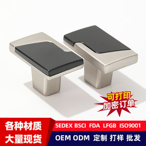 Folding Handle Zinc Alloy Rectangle <b>Drawer</b> Pull <b>Silver</b> Black Color Blocking Scandinavian Style Durable Furniture Hardware - Product Image 5
