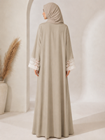 Abaya ouverte Nida de qualité supérieure avec dentelle blanche, couleurs printemps-été, pour femmes musulmanes.