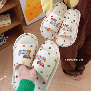 XIXITIAO señoras interior Lino interior casa felpa algodón Niña animal cachorro casa zapatillas para mujer - Product Image 2