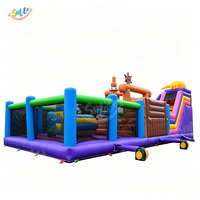 Aire de jeux gonflable commerciale en forme de bateau pirate pour tout-petits, avec toboggan, idéale pour les locations de fêtes d'enfants
