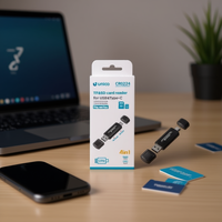 Lector de Tarjetas SD y TF 4 en 1 Unico, USB Tipo-C, Doble Puerto, Externo, de Plástico, para Teléfono Móvil y Computadora, Transferencia Rápida de Datos