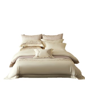 Italian Minimalist Embroidered Satin Cotton <b>Bedding</b> <b>Set</b> Four-Piece Soft Breathable Home Textiles - Product Image 3