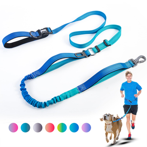 Laisse de sécurité pour chien en nylon réfléchissant robuste avec double poignée et attache ceinture de sécurité, laisse mains libres anti-traction pour l'entraînement - Product Image 5