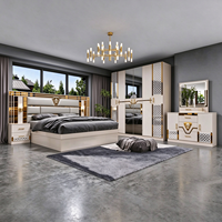 Nouvelle collection 2026 : Ensemble de mobilier de chambre de luxe super king size 5 pièces avec tête de lit miroir africain