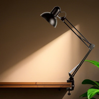 Lampe de bureau LED moderne et écologique à piles, avec bras long réglable, respectueuse des yeux, idéale pour l'apprentissage, la lecture, la manucure et la créativité