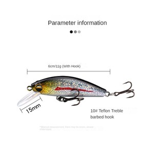 Vente Flash : <span class=keywords><strong>Leurre</strong></span> Flottant Minnow 6cm 11g en ABS Durable pour la Pêche à la Truite et au Brochet – Leurres pour Eau Douce, Rivière, Lac, Ruisseau - Product Image 2