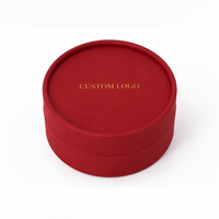 Caja Redonda de Cartón Roja Delgada y Elegante Personalizada con Tapa, Empaque Ecológico con Logotipo de Marca para Mini Cosméticos