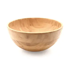 Conjunto de tigelas de salada de madeira de bambu, tamanho pequeno, fácil de cuidar, tigela de madeira para louça, misturação de alimentos, tigela