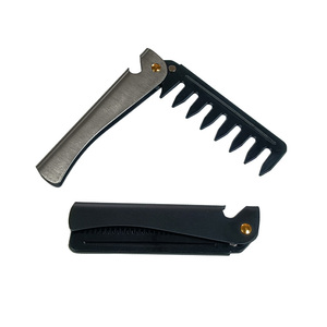 Pettine Pieghevole con Logo Personalizzato di Fabbrica, Denti Larghi e Grandi, Manico in Acciaio Inox, Denti in Plastica PC, Pettine Richiudibile da Viaggio e Salone - Product Image 3
