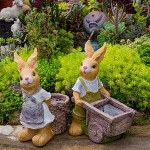 ชุดเครื่องประดับสวนรูปกระต่ายการ์ตูน ทำจากเรซินธรรมชาติ ทนทานต่อสภาพอากาศ เหมาะสำหรับตกแต่งสนามหญ้า ลานบ้าน และวิลล่า - Product Image 2