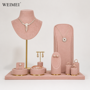 WEIMEI - Expositor de Joyería de Terciopelo Rosa Empolvado Personalizado, Maniquí para Exhibición de Collares, Pendientes, Anillos, Pulseras y Conjuntos de Joyería - Product Image 1