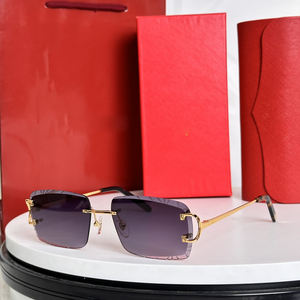 Gafas de Sol Sin Montura con Logotipo CT, Montura Dorada de Lujo, Lentes Azules <span class=keywords><strong>para</strong></span> Entusiastas de la Moda, Protección UV - Product Image 4