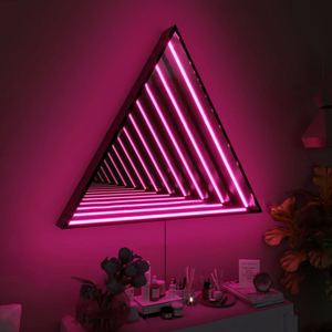 Tiktok Vente Chaude 50CM LED Design Moderne RGB Triangle Atmosphère Applique Murale Salon Chambre <span class=keywords><strong>Infinity</strong></span> Miroir Lampe - Product Image 3