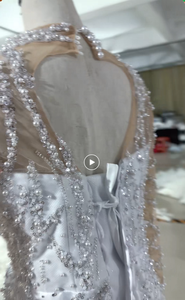 Robe de mariée sirène de luxe 2026 Illusion à col montant et perles, avec jupon de bal détachable, robe de mariée sur mesure pour les mariées africaines - Product Image 4