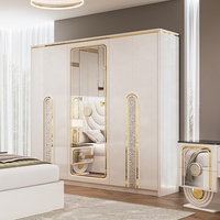 Coiffeuse Design de Luxe avec Meuble de Rangement, Mobilier de Chambre Moderne en Bois, Table de Maquillage avec Miroir LED