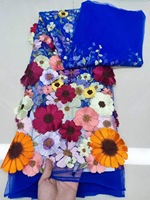 Gaun pernikahan Tulle bordir pengantin desain kustom jaring Applique kain renda bunga 3D