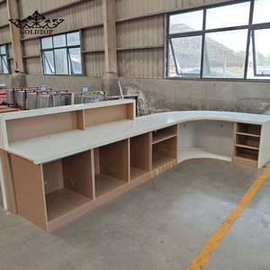 Plans de travail en quartz blanc Calacatta <span class=keywords><strong>Paris</strong></span> FT 5059, design moderne, sur mesure, avec veinage apparent, pour la construction et l'hôtellerie, par Goldtop ODM/OEM - Product Image 1