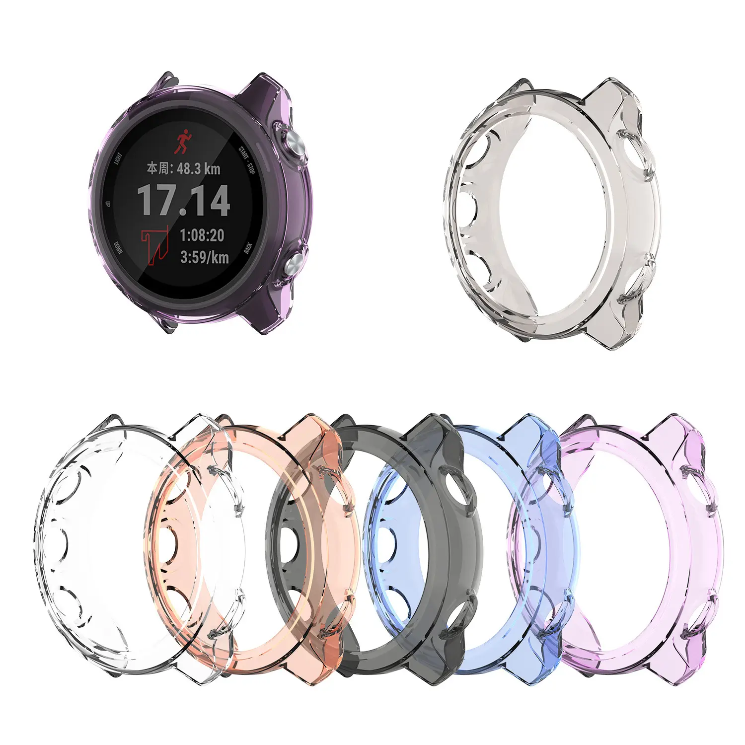 Qiman TPU Protector Case For Garmin Forerunner 645M 645 Watch Band Strap Soft Cover Shell For Garmin Forerunner 645 GPS Watch