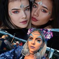 Autocollants de tatouage temporaires pour femmes, luxueux, colorés, avec strass, pierres précieuses, cristaux, bijoux pour le visage, marque privée