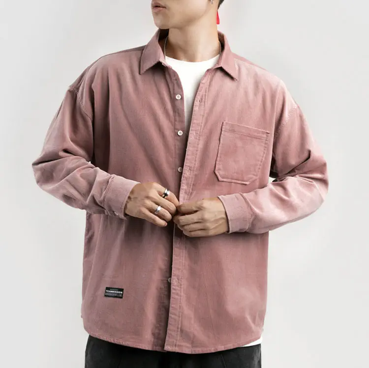 Custom Design Men's Long sleeved Flannel coat fashion trend cotton plain shirts