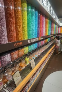 หลอดอะคริลิคขนาดสั่งทำ กล่องใส่ขนมอะคริลิค ร้านขายขนม ผนังสีรุ้ง หลอดอะคริลิคใสทรงกลมพร้อมตัวจ่ายแบบแรงโน้มถ่วง - Product Image 4