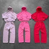 Ensembles de sweats à capuche de haute qualité de différentes couleurs avec cordon de serrage Survêtement personnalisé Survêtements de sport surdimensionnés en coton vierge uni