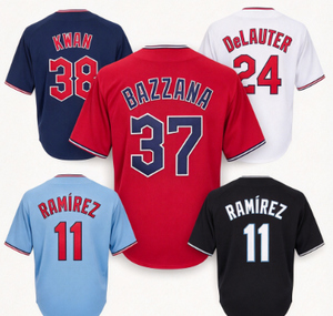 Camiseta de Béisbol de los Cleveland Guardians # 37 Bazzana # 38 Kwan # 24 DeLAuter # 11 Camisetas Deportivas Cosidas para Hombre Ramirez - Product Image 1