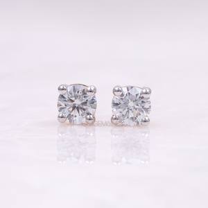 Paire de boucles d'oreilles en diamants de laboratoire de 3,5 mm et 4,0 mm |   Boucles d'oreilles en diamant |   Boucles d'oreilles à percer |   Style bohème délicat |   Diamants - Product Image 3