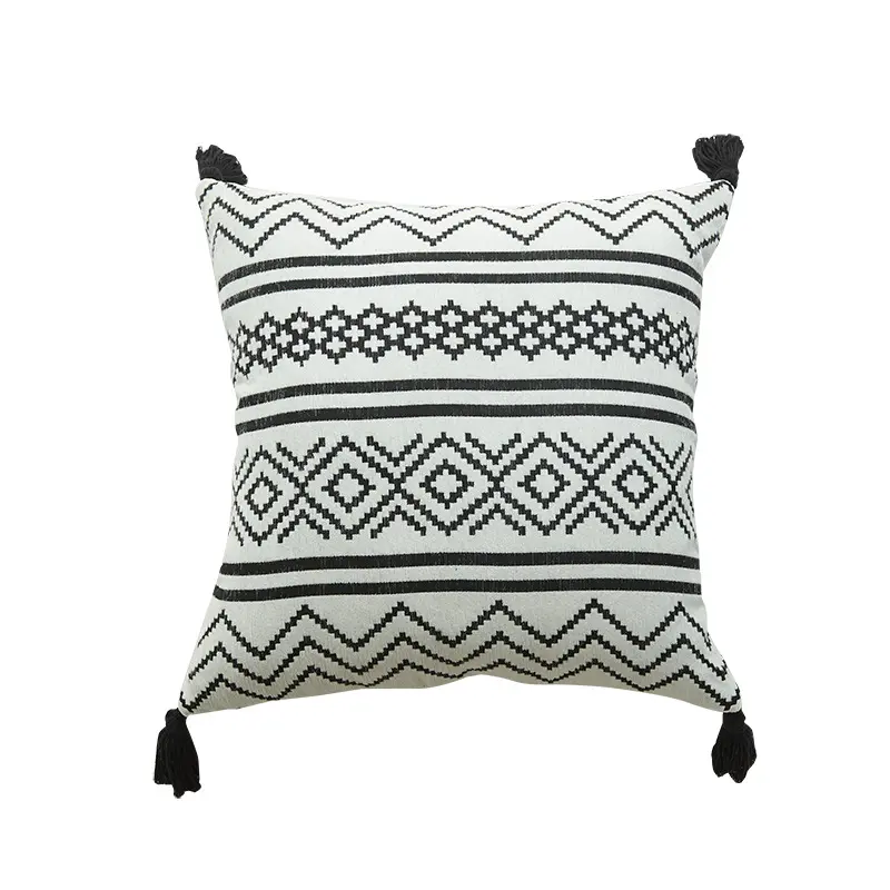 Innermor Decorative Cushions for Home Decor Moroccan Style Black and White Geo Cushions Jacquard Boho Throw Pillows