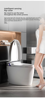 WC intelligent économique monobloc avec chasse automatique, siège allongé chauffant, capteur de pied, compatible S-Trap/P-Trap