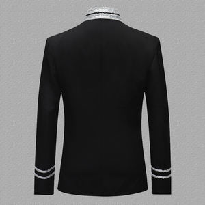 Blazer Brodé Noir Argenté et Blanc Or Grandes Tailles <span class=keywords><strong>Homme</strong></span> pour Scène DJ Chanteurs Nightclub – Veste de Costume Élégante - Product Image 2